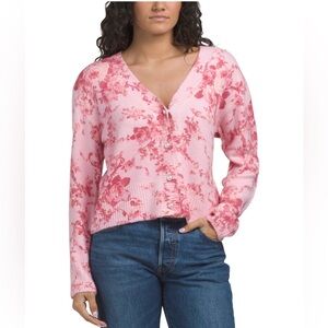 Floral Pearl Button Cardigan – Size Small